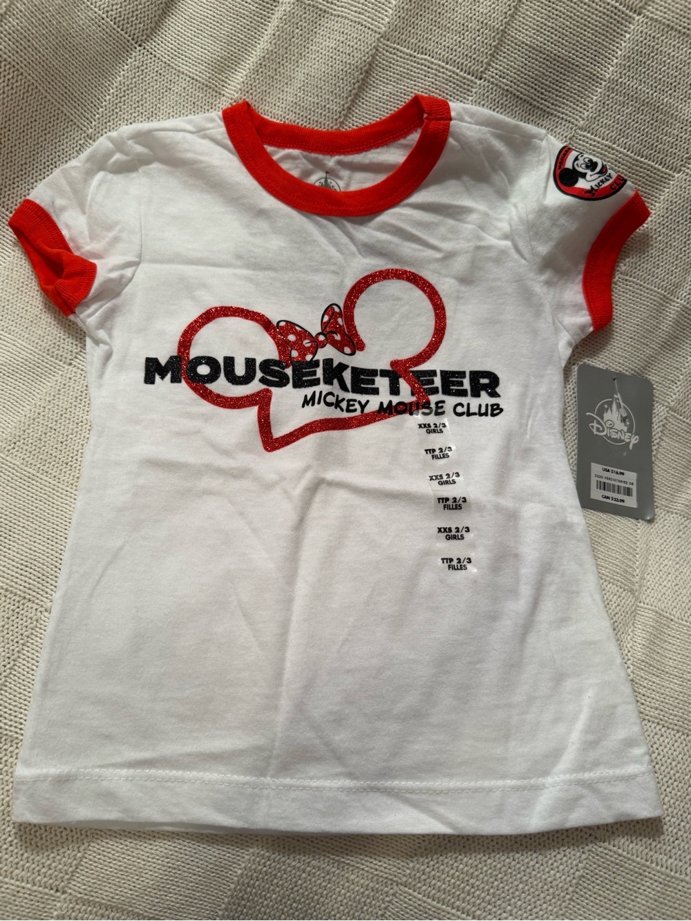 Disney Girls' White & Red Mouseketeer Graphic Tee & Disney Belle Tee